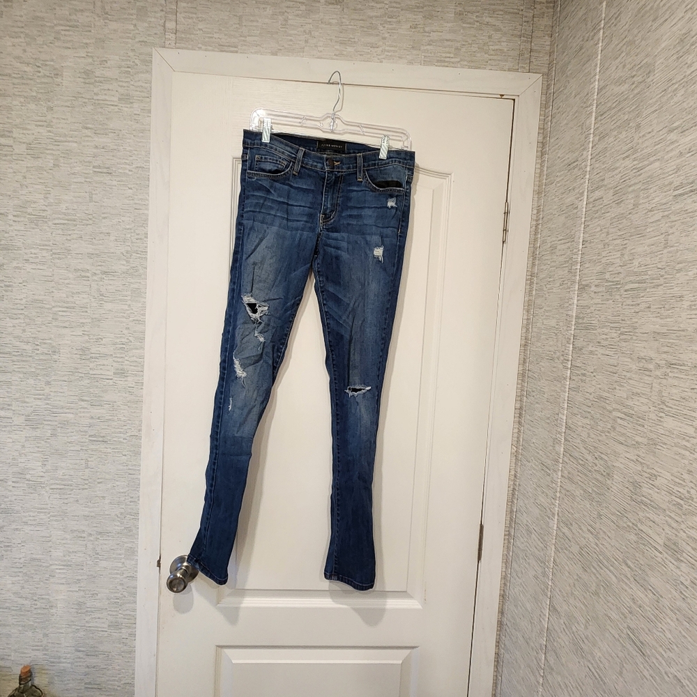 Flying Monkey Dark Blue Distressed Skinny Jeans Size 29 Euc